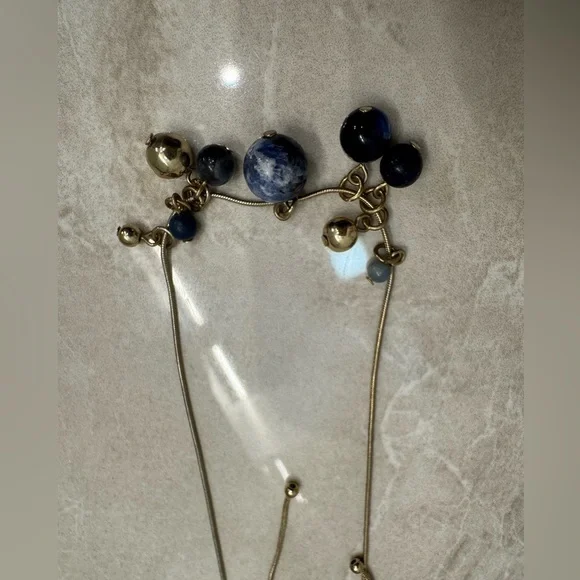 Blue marble necklace, 18 inches with 4 inch extender #jewelers - Picture 2 of 6